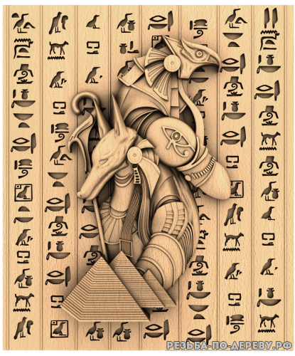 Резное панно Египетские Боги  из дерева